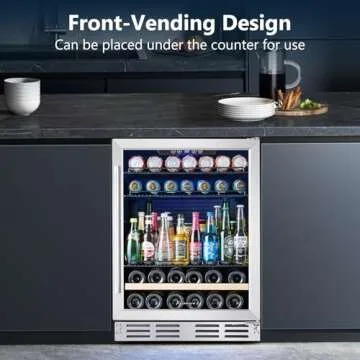 Beverage Fridge 24 Inch Beverage and Wine Cooler Built-in or Freestanding - 120 Cans & 16 Bottles Capacity Wine Refrigerator Cooler