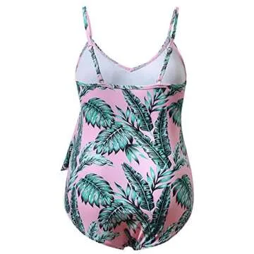 GINKANA Maternity Swimsuit One Piece V Neck Pregnancy Swimwear Elegant Tie Front Bowknot Bathing Sui...