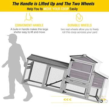 Aivituvin 80in Mobile Chicken Coop – Upgrade Your Poultry Shelter