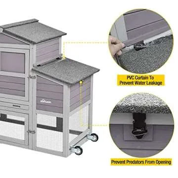 Aivituvin Chicken Coop Mobile Hen House with Wheels