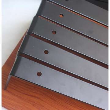 6 Pack - L 11" x H 6" x W1.5", 5mm Thick Black L Shelf Bracket, Iron Shelf Brackets, Metal Shelf Bracket, Industrial Shelf Bracket, Floating Shelf Bracket, Shelf Supports with Screws