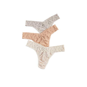 Hanky Panky Women's Signature Lace Original Rise Thong 3-Pack - Tan & Neutral Colors