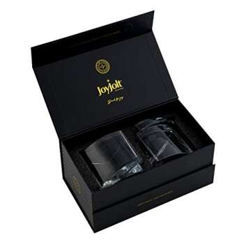 JoyJolt Aqua Vitae Premium Whiskey Glass Set of 2. Triangle Whiskey Glasses with Off Set Base. Old Fashioned Rocks Glasses for Scotch and Bourbon. Whiskey Tumbler Gifts for Men.