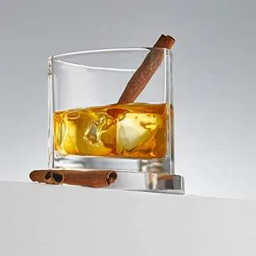 JoyJolt Aqua Vitae Premium Whiskey Glass Set of 2. Triangle Whiskey Glasses with Off Set Base. Old Fashioned Rocks Glasses for Scotch and Bourbon. Whiskey Tumbler Gifts for Men.