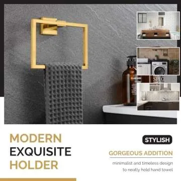 Stylish Angle Simple Towel Ring in Brushed Gold Finish