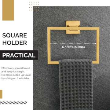 Stylish Angle Simple Towel Ring in Brushed Gold Finish