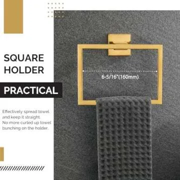 Stylish Angle Simple Towel Ring in Brushed Gold Finish