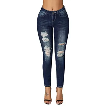 Roswear Women's Ripped Skinny Jeans - Stylish & Comfortable Denim