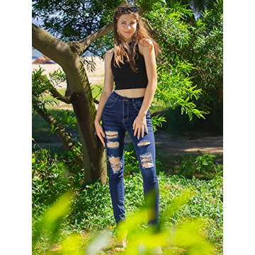 Stylish Roswear Ripped Skinny Jeans in Slate Blue