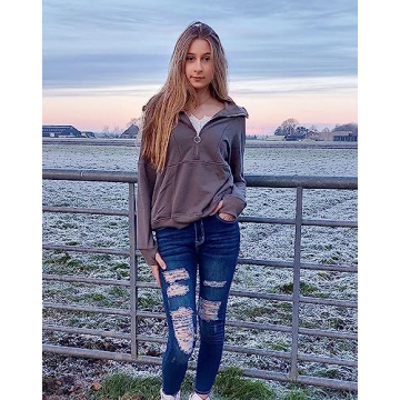 Stylish Roswear Ripped Skinny Jeans in Slate Blue