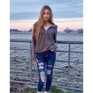 Stylish Roswear Ripped Skinny Jeans in Slate Blue