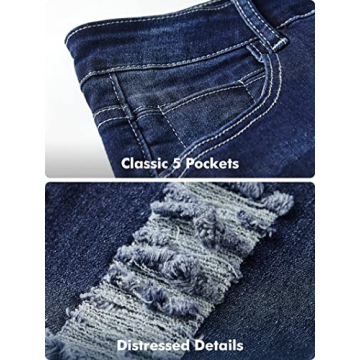 Stylish Roswear Ripped Skinny Jeans in Slate Blue