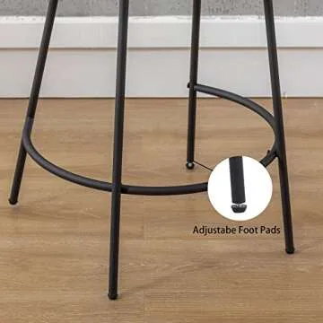 DM Furniture Bar Stools Set of 2 Counter Height 25.5 Inches Saddle Stools Modern Sherpa Fabric Barstools Upholstered Bar Chairs for Kitchen Island/Dining Pub, White