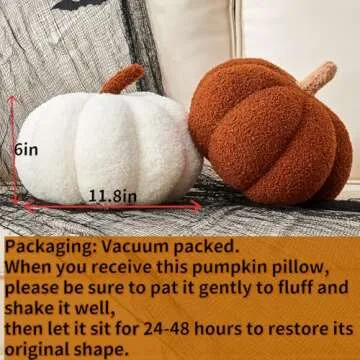 Vdoioe Pumpkin Pillow, 2 Pcs Thanksgiving Pumpkin Throw Pillow 11.8 x 6 Inch Fall Pillow Thanksgiving Cushion Pumpkin Shaped Throw for Halloween Pillow Bedroom Sofa Couch Fall Decor