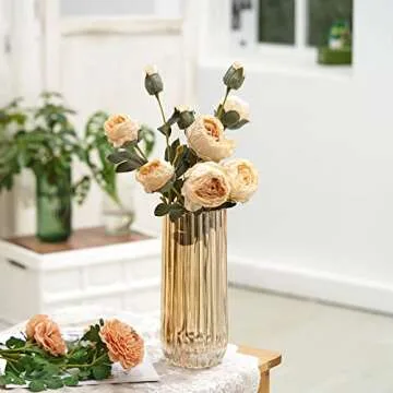 TIMEFOTO 9" Amber Glass Vase for Elegant Home Decor