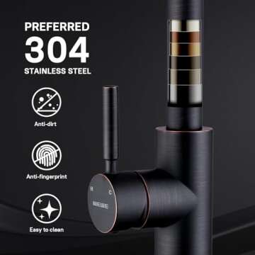 WEWE Kitchen faucets with Pull Down Sprayer, Farmhouse Kitchen Faucet Oil Rubbed Bronze Commercial Modern high arc Stainless Steel Single Handle Single Hole for Utility rv Laundry Sinks