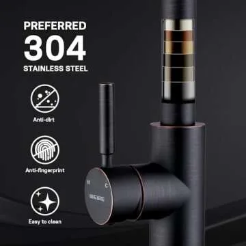 WEWE Kitchen faucets with Pull Down Sprayer, Farmhouse Kitchen Faucet Oil Rubbed Bronze Commercial Modern high arc Stainless Steel Single Handle Single Hole for Utility rv Laundry Sinks