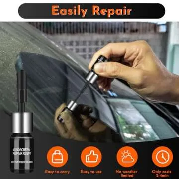 LOMEEN Windshield Repair Kit 2 Pack, High - 2025 New Upgrade Efficiency Glass Repair Fluid,Car Glass Repair Kit Windshield for Fixing Chips,Cracks, Bulls-Eye and Star-Shape Cack-Dark Black