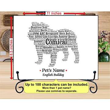 English Bulldog Personalize Dog Wall Art Print | Home Decor Gift Wrapped | Custom Name | Pet Loss Me...