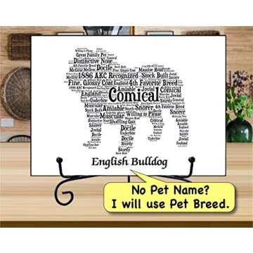 English Bulldog Personalize Dog Wall Art Print | Home Decor Gift Wrapped | Custom Name | Pet Loss Memorial Present for Owners | USA Handmade