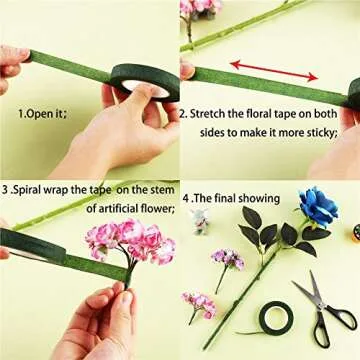 DECORA Dark Green Floral Tape 4 Rolls for DIY Crafts