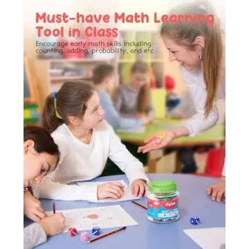 JoyCat 16mm 6 Sided Dice Set Standard Game Dice Kids for Board Games Dice Games Math Dice for Classroom with Storage Bucket (100, Opaque)