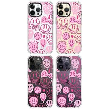 MOSNOVO Case for iPhone 14 Pro Max, [Buffertech 6.6ft Military-Grade Drop Protection] [Anti Peel Off Tech] Clear TPU Bumper Phone Case Cover Design - Pink Dripping Smiles