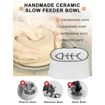 Y YHY Slow Feeder Cat Bowl 7 Inch Elevated Ceramic Bowl