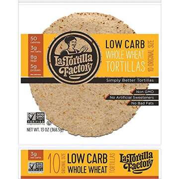 7" La Tortilla Factory Whole Wheat Low Carb Tortillas (Regular Size) Pack of 2