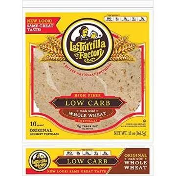 7" La Tortilla Factory Whole Wheat Low Carb Tortillas (Regular Size) Pack of 2