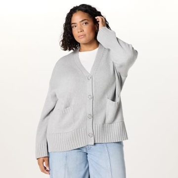 The Drop Women's Brigitte Chunky Button-Front Pocket Ribbed Cardigan