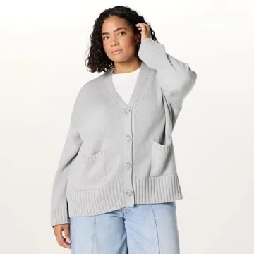 The Drop Women's Brigitte Chunky Button-Front Pocket Ribbed Cardigan