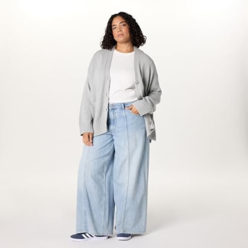 The Drop Women's Brigitte Chunky Button-Front Pocket Ribbed Cardigan