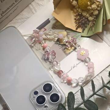 Cute 4 Pieces Beaded Phone Charms for Stylish Decor