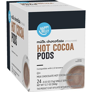 Amazon Brand Happy Belly Hot Cocoa Pods - Milk Chocolate Delight