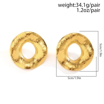 Chunky Gold Statement Earrings Bold Vintage Jewelry Women