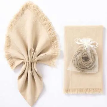 Socomi Linen Napkins Champagne Easter Spring Cloth Napkins Bulk Washable Cotton Napkins Set of 6 17"x17" for Wedding Party Bridal Baby Shower Birthday Table Decorations