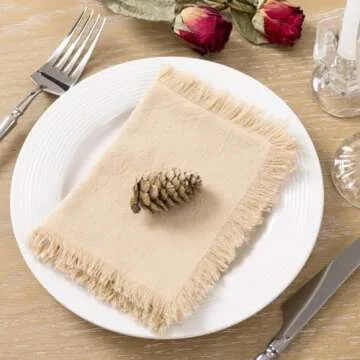 Socomi Linen Napkins Champagne Easter Spring Cloth Napkins Bulk Washable Cotton Napkins Set of 6 17"x17" for Wedding Party Bridal Baby Shower Birthday Table Decorations