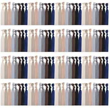 120 Pack Neutral Color No Crease Ribbon Elastics Hair Ties Women Yoga Knotted Ponytail Holder