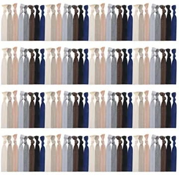 120 Pack Neutral Color No Crease Ribbon Elastics Hair Ties for Women Yoga Knotted Ponytail Holder