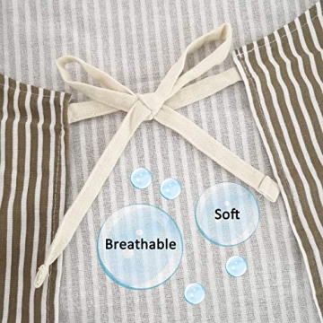 Lofekea Adjustable Cotton Linen Chef Aprons 2 Pack