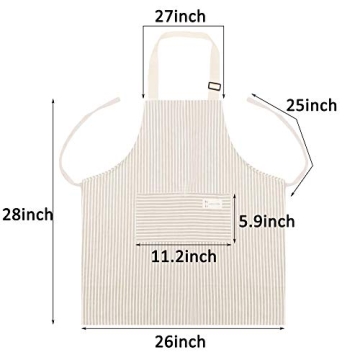 Lofekea Adjustable Cotton Linen Chef Aprons 2 Pack