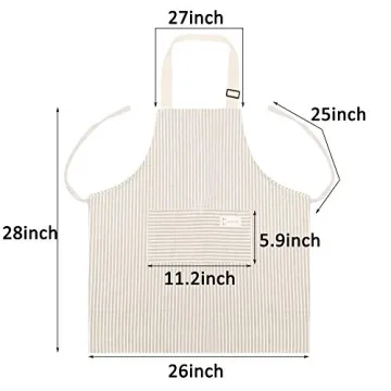 Lofekea Adjustable Cotton Linen Chef Aprons 2 Pack