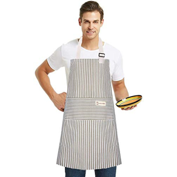 Lofekea Adjustable Cotton Linen Chef Aprons 2 Pack