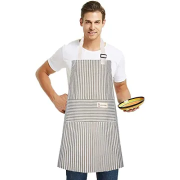 Lofekea Adjustable Cotton Linen Chef Aprons 2 Pack