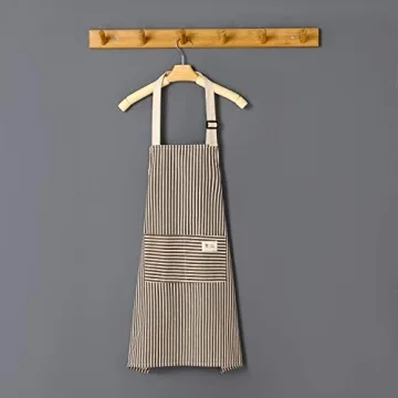 Lofekea Adjustable Cotton Linen Chef Aprons 2 Pack