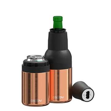 Asobu Frosty Beer Holder 2 Go Vacuum Insulated Double Walled Stainless Steel Beer Can and Bottle Coo...