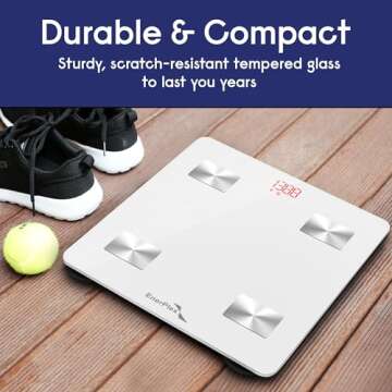 EnerPlex Fit Custom Bluetooth Body Fat Scale, Weight Scales Digital Smart Body Composition Wireless Analyzer BMI Scale Health Monitor with Smartphone APP, 396 lbs White