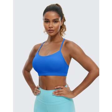 CRZ YOGA Butterluxe Womens Y Back Sports Bra - Padded Racerback Low Impact Spaghetti Thin Strap Work...