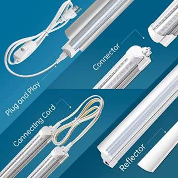 Barrina 2FT T8 Grow Light, 144W(6 x 24W, 800W Equivalent), Full Spectrum Sunlight Plant Light, LED Grow Light Bulbs for Indoor Plant Growing,with V-Shaped Reflector, Pinkish White, 6-Pack